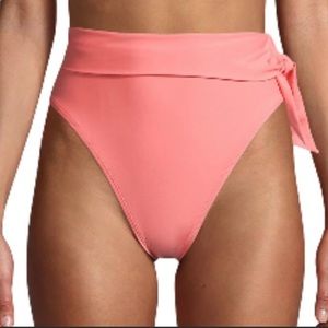 NWT TIME & TRU Orange Honey Swimsuit High Waist High Leg Bottom Tie Side M